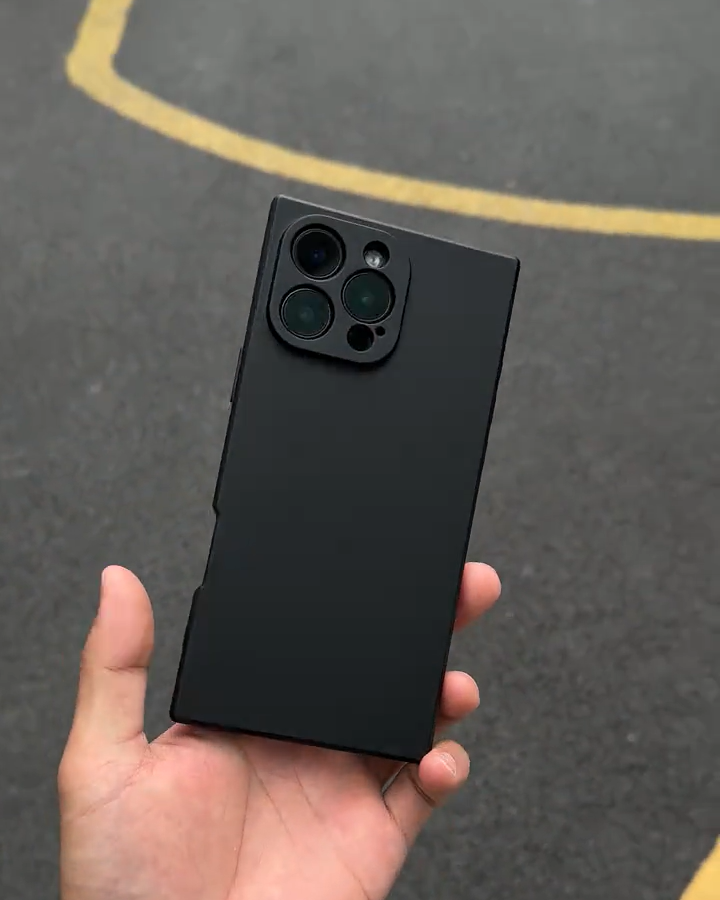 黑色軟硅膠方形全包手機殼-CASEZONE